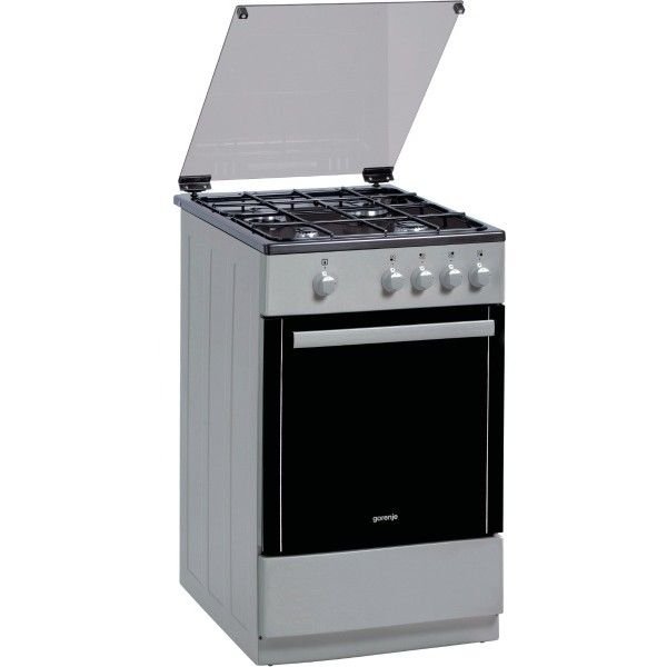 Aragaz Gorenje GN51101AX, Gaz, 4 arzatoare, 55 l, Clasa A, Gri metalic