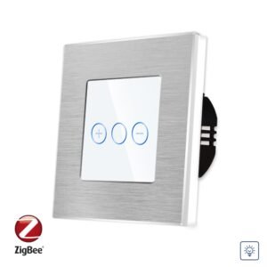 Intrerupator Simplu cu Variator cu Touch din Sticla si Rama de Aluminiu LUXION, protocol Zigbee
