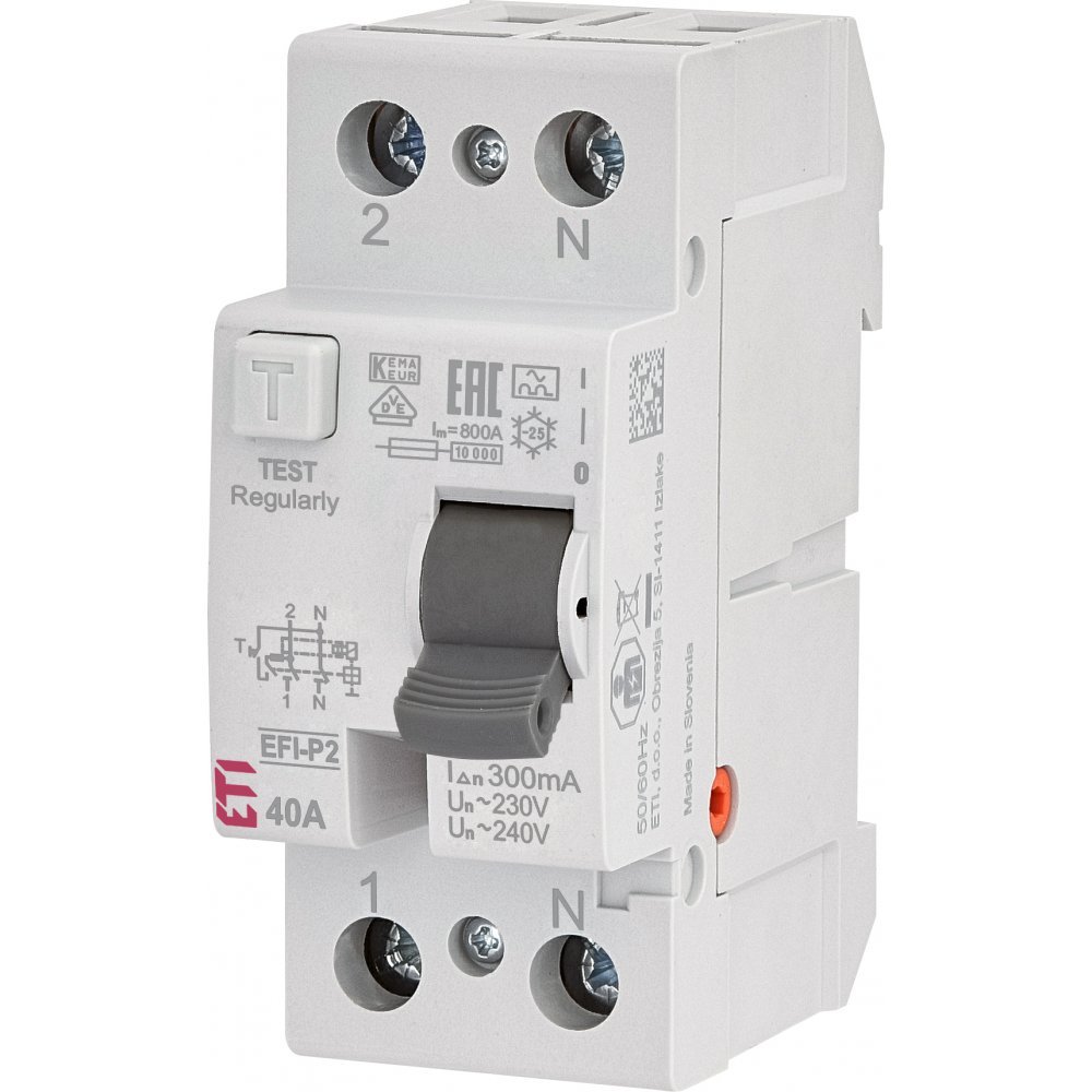 Intrerupator diferential RCCB 1P+N 40A/300mA tip A Eti 002061132