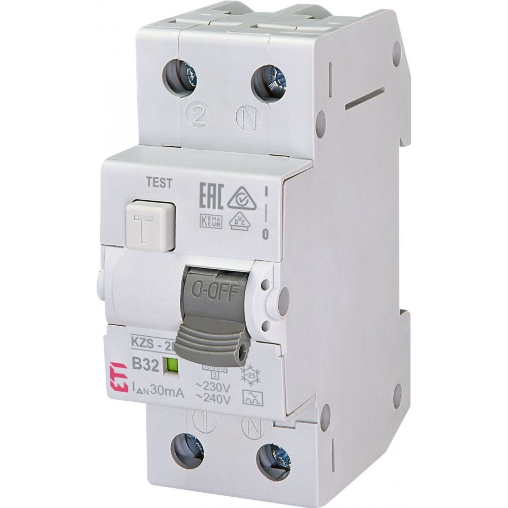 Intrerupator automat diferential RCBO KZS-2M 1P+N 32A/30mA curba B tip A Eti 002173207