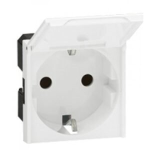 Priza shuko 2 module cu capac Legrand Mosaic 077219, alb