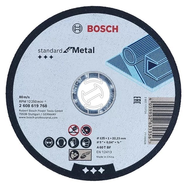 Disc de taiere Standard for Metal Bosch 2608619768, 125 x 22,23 x 1 mm, piatra polidisc