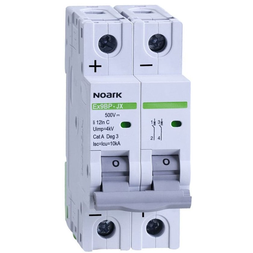 Siguranta automata curent continuu Ex9BP-JX(+) 2P 16A 500V curba C Noark 110086