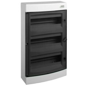 Cofret de distributie din plastic, Noark 110816 PNS 4x18T montare aparenta, usa tranparenta, IP40, 4 randuri, 4×18 module