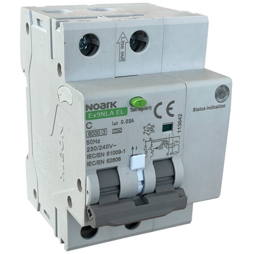 Dispozitiv de detectare a defectelor de arc electric AFDD+RCBO, 2P, 25A, 30mA, curba B, tip A, 6kA 113634