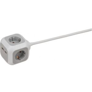 Prelungitor Brennenstuhl forma de cub cu prize si USB, 1.4m 1150100