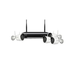 Sistem supraveghere IP WiFi exterior HikVision KIT-HK-WF-4EXT2MP-30IR, 4 camere, 2 MP, audio bidirectional, 4 mm, slot card, IR 30 m