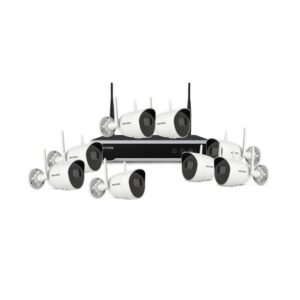 Sistem supraveghere IP WiFi exterior HikVision KIT-HK-WF-8EXT2MP-30IR, 8 camere, 2 MP, audio bidirectional, 4 mm, slot card, IR 30 m
