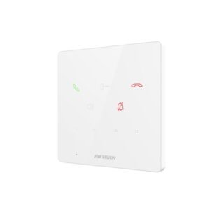 Videointerfon de interior IP Hikvision DS-KH6000-E1-WHITE, 9 butoane, PoE, Alarma IN