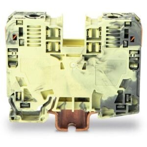 Clema Power Cage pe sina DIN conductor 6…..35 mm Wago 285-131, gri-galben