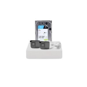 Sistem supraveghere exterior cu HDD 1 TB HikVision, 2 camere, 2 MP, IR 40 m, 2.7 – 13.5 mm, zoom manual