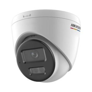 Camera supraveghere IP Dome cu iluminare duala Hikvision ColorVu DS-2CD1327G2H-LIUF/SL, 2MP, 2.8 mm, IR/lumina alba 30 m, microfon si difuzor slot card, ONVIF, PoE, lumina stroboscopica