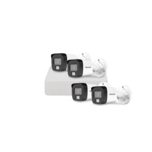 Sistem supraveghere exterior basic HikVision, 4 camere, 2 MP, IR 25 m, lumina alba 20 m, 2.8 mm, microfon