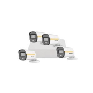 Sistem supraveghere exterior basic HikVision, 4 camere, 2 MP, 2.8 mm, IR/Lumina alba 30/20 m, PoC, microfon