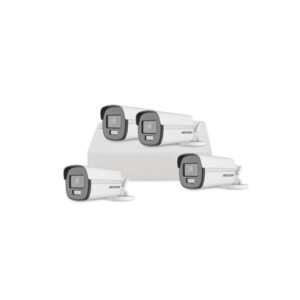 Sistem supraveghere exterior basic HikVision, 4 camere, 2 MP, 2.8 mm, IR/lumina alba 40 m, microfon