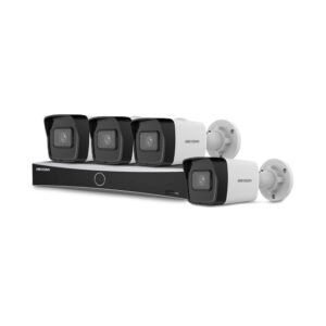 Sistem supraveghere IP exterior basic HikVision KIT-HIK-B4EXT4MP-30M-POE, 4 camere, 4 MP, 2.8 mm, IR 30 m, PoE