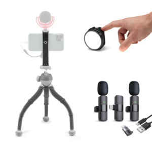 Kit Creator Smartphone cu Microfon wireless, trepied si lumina LED pentru vlogging – Default Title