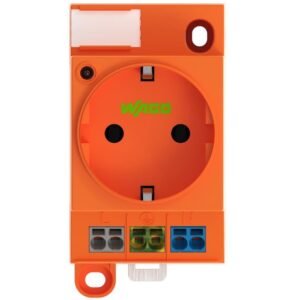 Priza pe sina DIN cu indicator de stare Led cu clema dubla push-in Wago 709-584, portocalie