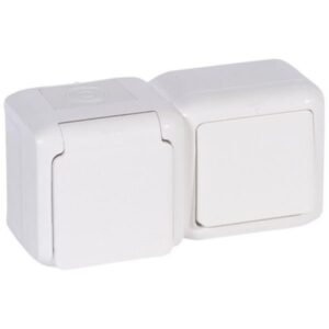 Intrerupator+priza 2P+E aplicat IP44 16A Forix Legrand 782371, alb