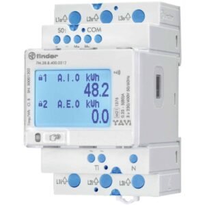 Contor trifazat de energie electrica activa + reactiva + aparenta dublu sens, direct 80A, 2 tarife, Finder 7M.38.8.400.0312