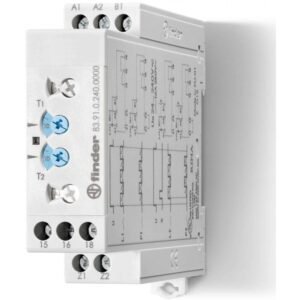 Releu de timp modular, 22.5mm latime, ciclu asimetric: (LI) – inceput On fara Start extern sau (LE) Finder 83.91.0.240.0000