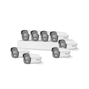 Sistem supraveghere exterior basic HikVision, 8 camere, 2 MP, 2.8 mm, IR/lumina alba 40 m, microfon