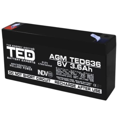Acumulator AGM VRLA 6V 3,6A TED Battery Expert Holland TED002891 TED636
