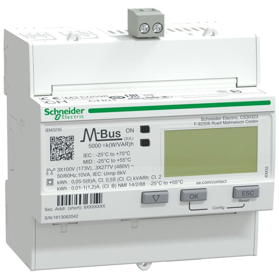 Contor trifazat conectare prin TC M-Bus-1 Digital I-1 Digital O – Multi-Tarif Schneider A9MEM3235