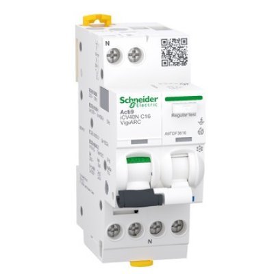Acti9 AFDD, Intreruptor automat diferential, detectie arc electric, iCV40N, 1P+N, curba C, 16A, 6kA, 30mA tip A-SI, VigiARC RCBO Schneider A9TDF3616