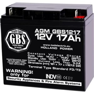 Acumulator pentru sisteme de alarma AGM TED GBS GBS002679, 12 V, 17 Ah, F3