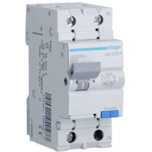 Disjuctor diferential 1P+N 25A/30mA curba B tip AC 4.5kA Hager AD825J