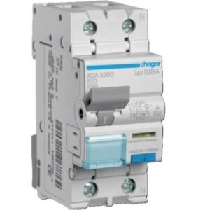 Disjunctor diferential Hager ADA520D,1P+N 10kA curba B ,20A 30mA Typ A