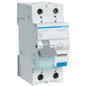 Disjunctor cu protectie diferentiala RCBO 1P+N 10A/30mA 6kA curba B tip A Hager ADA910D