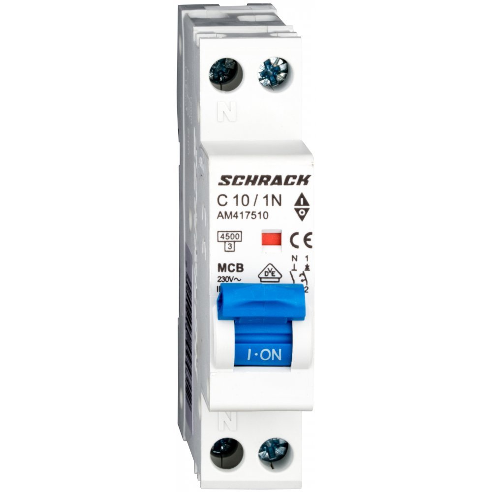 Siguranta automata AMPARO 1P+N 10A, curba C, 4,5kA Schrack AM417510