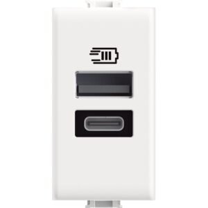 Incarcator Usb tip A+C 15W Bticino Matix AM4191AC, alb