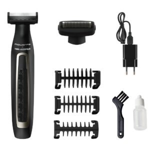 Aparat de tuns  ras si conturat Rowenta X Karl Lagerfeld Forever Sharp TN602LF0  8000 rpm  lame inox  autonomie 120 minute  negru