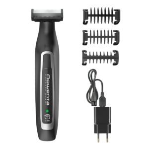 Aparat hibrid de tuns  conturat și bărbierit Rowenta Forever Sharp TN6000F5  wet&dry  lame inox cu tehnologie de autoascutire  3 piepteni  negru