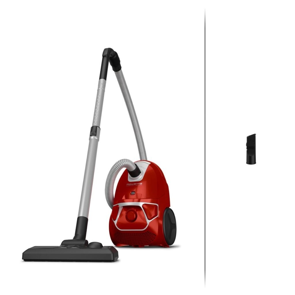 Aspirator cu sac Rowenta Compact Power parquet RO3923EA  750W  Clasa A  Tub telescopic din metal  Sac Hygiene+  Rosu