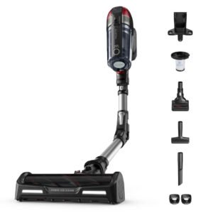 Aspirator vertical Rowenta X-Force Flex 12.60 RH98A7WO  320W  25.2V  capacitate praf 0.9L  autonomie 45 minute  perie animal turbo  gri & rosu