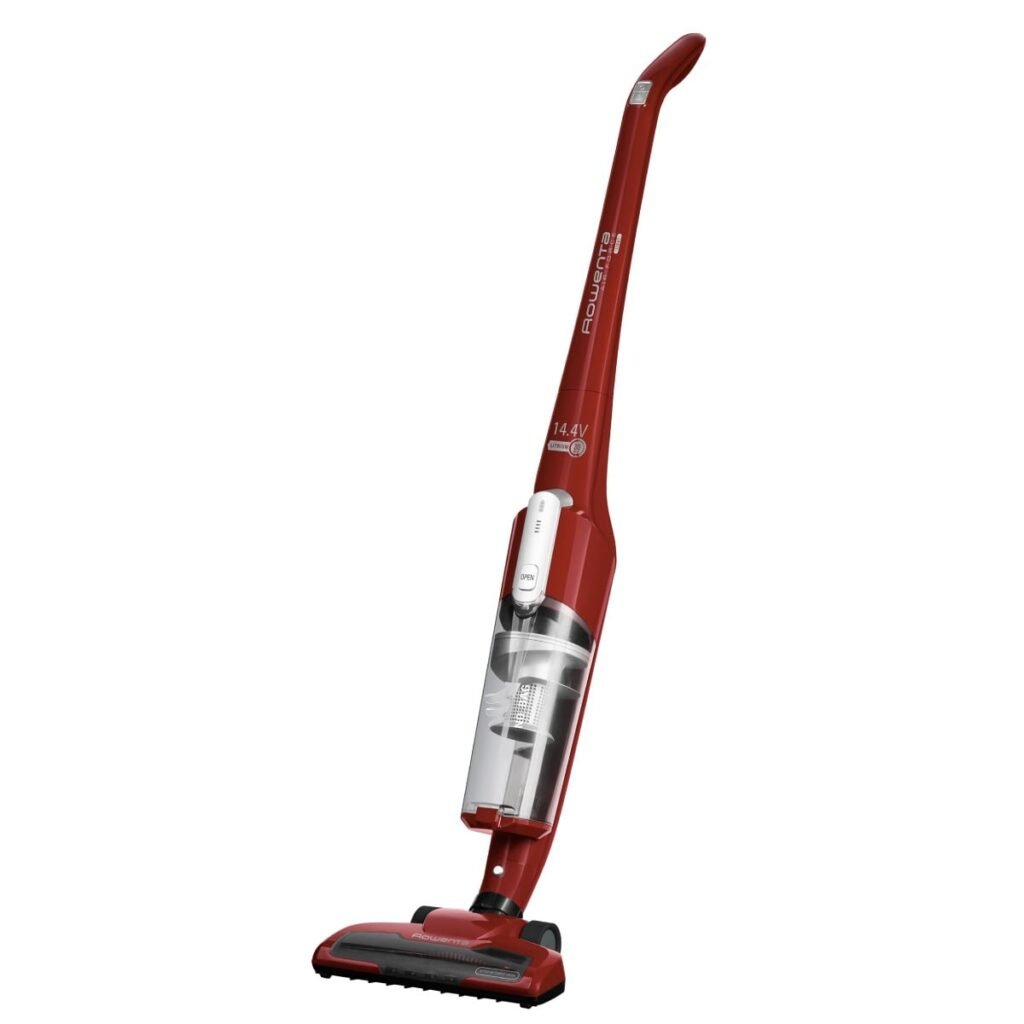 Aspirator vertical Rowenta Air Force Light RH6543WH  autonomie max 30 min  iluminare cu led  recipient 0.65L  filtru spumă  Roșu