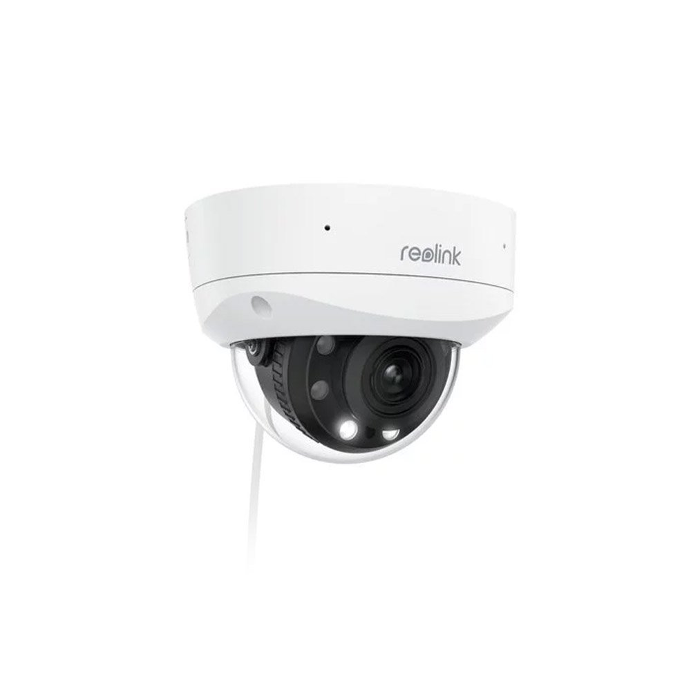 Camera supraveghere dome Reolink P437, 4K, Zoom 5X, IR / lumina alba 30 m, PoE, 2.7 mm – 13.5 mm, slot card, microfon, difuzor, detectie persoane / vehicule / animale