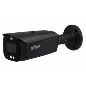 Camera supraveghere exterior IP cu iluminare duala Dahua WizSense Active Deterrence IPC-HFW3549T1-AS-PV-0280B-S5-BLACK, 5MP, lumina alba/IR 30m, 2.8mm, microfon si difuzor, AcuPick, detectie miscare, sirena, slot card, PoE, neagra