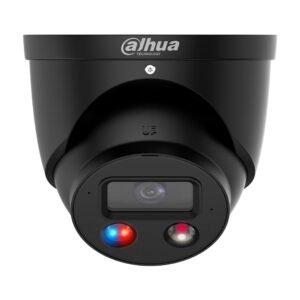 Camera supraveghere IP Dome cu iluminare duala Dahua WizSense Active Deterrence TiOC IPC-HDW3549H-AS-PV-0280B-S5-BLACK, 5 MP, IR/lumina alba 30 m, 2.8 mm, microfon si difuzor, slot card, sirena, PoE, neagra