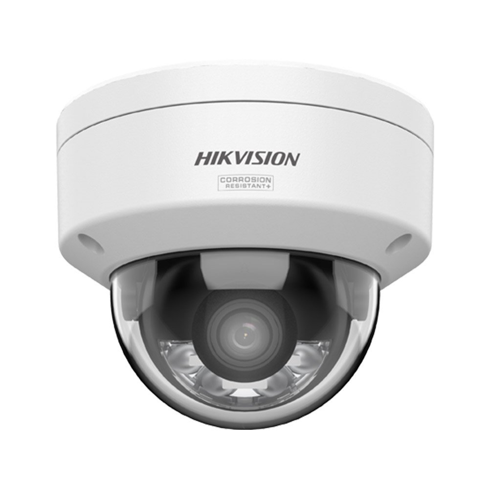 Camera supraveghere IP Dome cu iluminare duala Hikvision ColorVu DS-2CD2147G3-LIY, 4 MP, 2.8 mm, IR/lumina alba 30 m, slot card, anti-coroziune, PoE