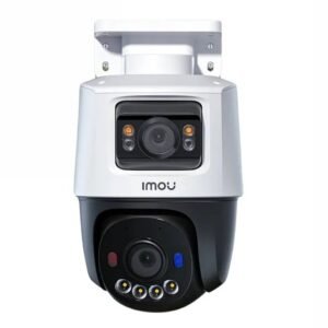 Camera supraveghere IP Dome rotativa exterior cu lentila duala PT Imou Active Deterrence IPC-PS70FP-10M0, 5 + 5 MP, 3.6 mm, IR 30 m, microfon si difuzor, slot card, detectie om / vehicul, smart tracking, sirena, stroboscop, PoE