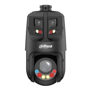 Camera supraveghere IP Speed Dome PTZ cu lentila tripla Dahua WizSense TiOC Active Deterrence SDT4E425-8P-GB-APV1-BLACK, 8MP+4MP, 5-125mm, IR/lumina alba 100m/50m, 25x, slot card, panoramica, smart tracking, PoE, neagra