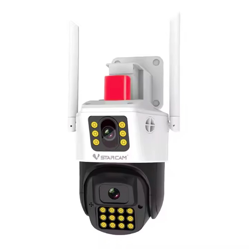 Camera supraveghere IP Speed Dome rotativa WiFi PT cu lentila duala Vstarcam AF663DR, 2 MP, 4 – 6 mm, microfon si difuzor, slot card, detectie incendiu si fum, IR/lumina alba 30m, sirena