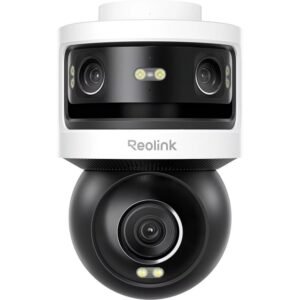 Camera supraveghere rotativa panoramica wireless IP WiFi PT cu lentila tripla Reolink OMVI 3i W931, 5+5+8MP, 2.8mm, 6mm, 2.4GHz/5GHz, IR/lumina alba 30 m, acoperire 360 grade, slot card, microfon si difuzor, auto tracking, detectie smart