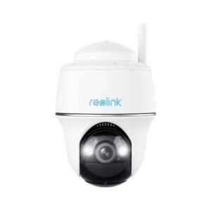 Camera supraveghere rotativa PT wireless WiFi Reolink Argus PT B430, 5 MP, pan si tilt, IR / lumina alba 10 m, microfon, difuzor, slot card, detectie persoane / vehicule / animale, acumulator 21.6 Wh