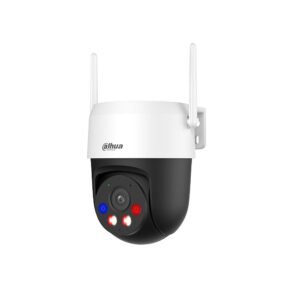 Camera supraveghere WiFi Exterior Dahua Active Defense PT P5AS‑PV, Pan/Tilt 360, WiFi 6, 5MP, Vedere nocturna, Detectie AI persoane/vehicule, Iluminare Duala, Urmarire automata, Patrulare presetata, Comunicare bidirectionala, Alarma, Lumina rosu/albastru
